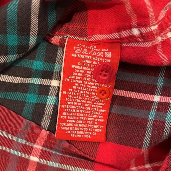 SUPERDRY Red and Green Plaid Button Down Shirt/ Women/ Size small - Picture 8 of 9